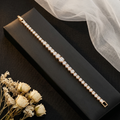 Classic Rose Gold-Tone Crystal Tennis Bracelet for Women