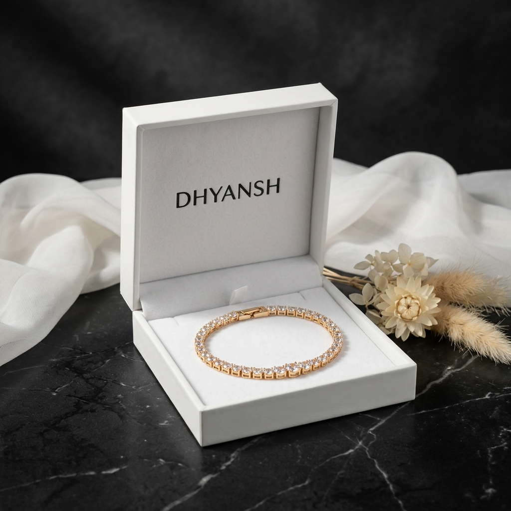 Classic Rose Gold-Tone Crystal Tennis Bracelet for Women