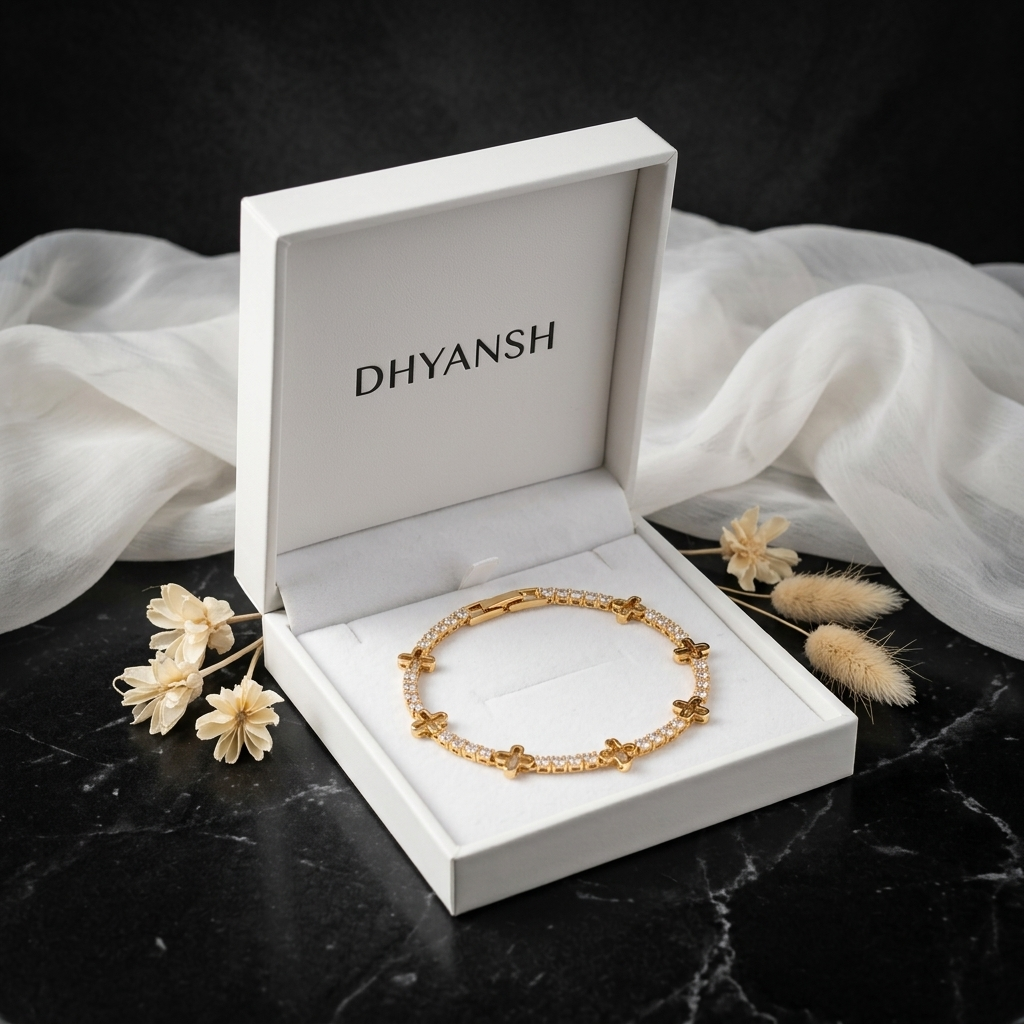Elegant Rose Gold-Tone Clover Crystal Bracelet for Women