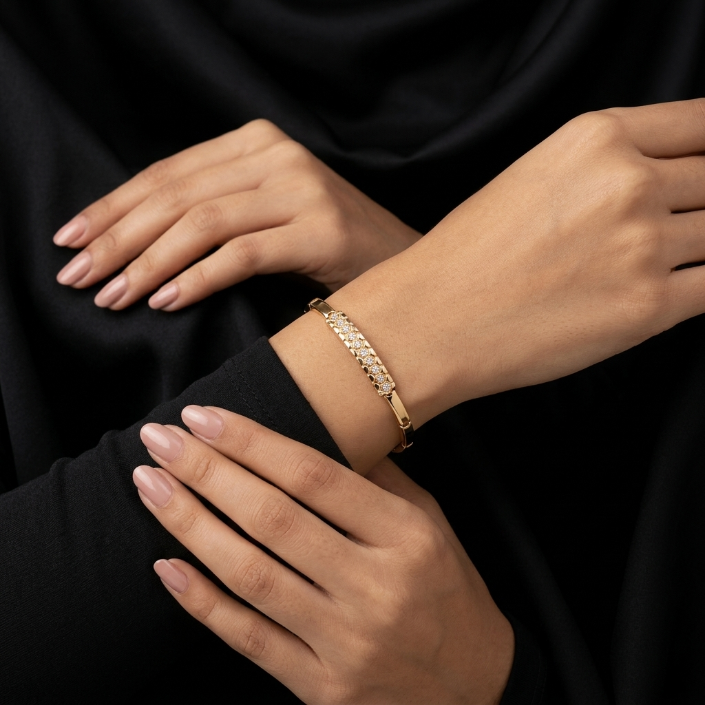 Elegant Rose Gold-Tone Crystal Bar Link Bracelet for Women
