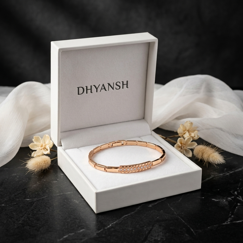 Elegant Rose Gold-Tone Crystal Bar Link Bracelet for Women