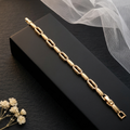 Elegant Rose Gold-Tone Crystal Oval Link Bracelet for Women