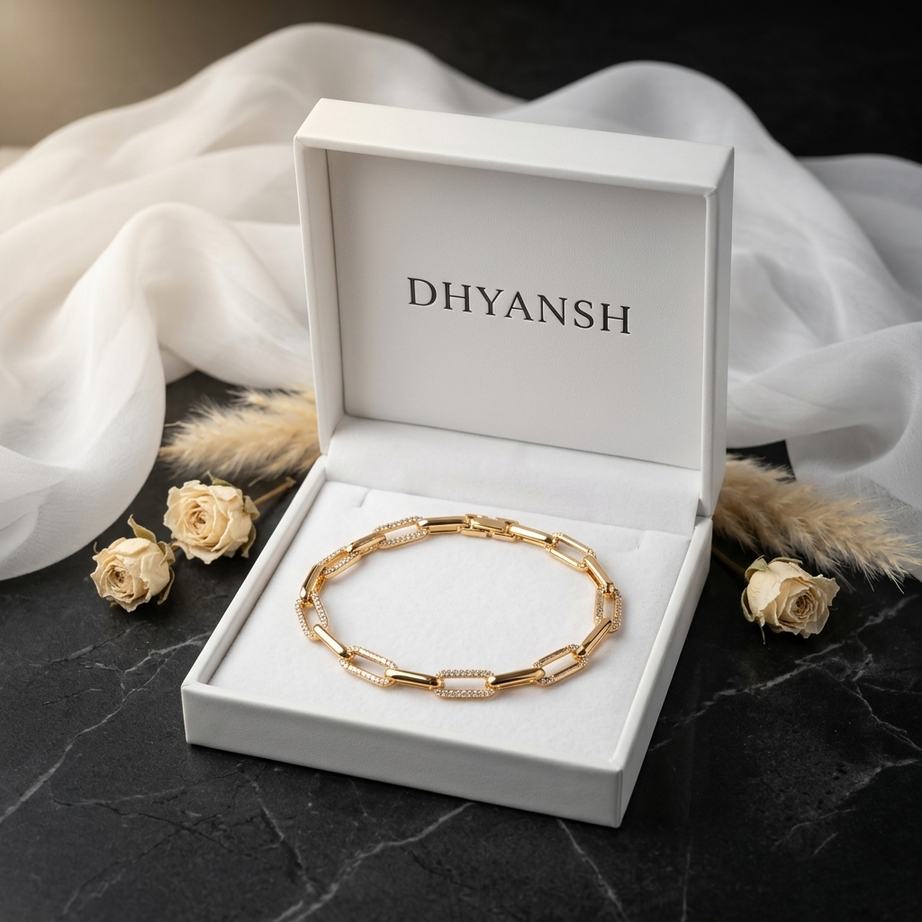 Elegant Rose Gold-Tone Crystal Oval Link Bracelet for Women