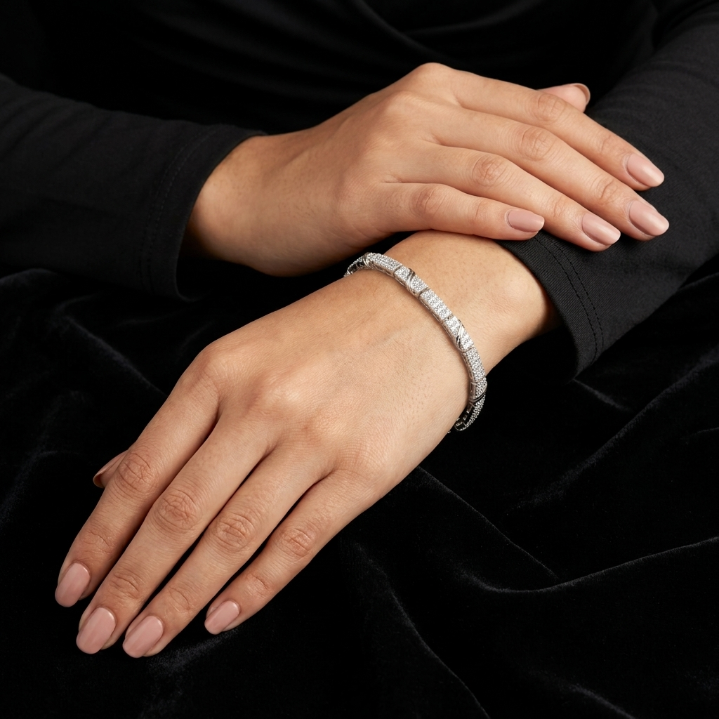Elegant Silver-Tone Crystal Link Bracelet for Women