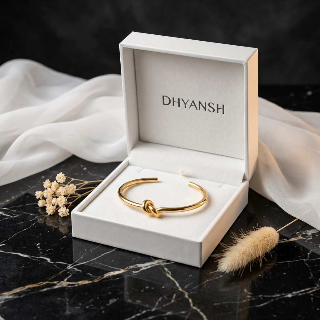 Minimalist Gold-Tone Knot Open Cuff Bracelet for Women