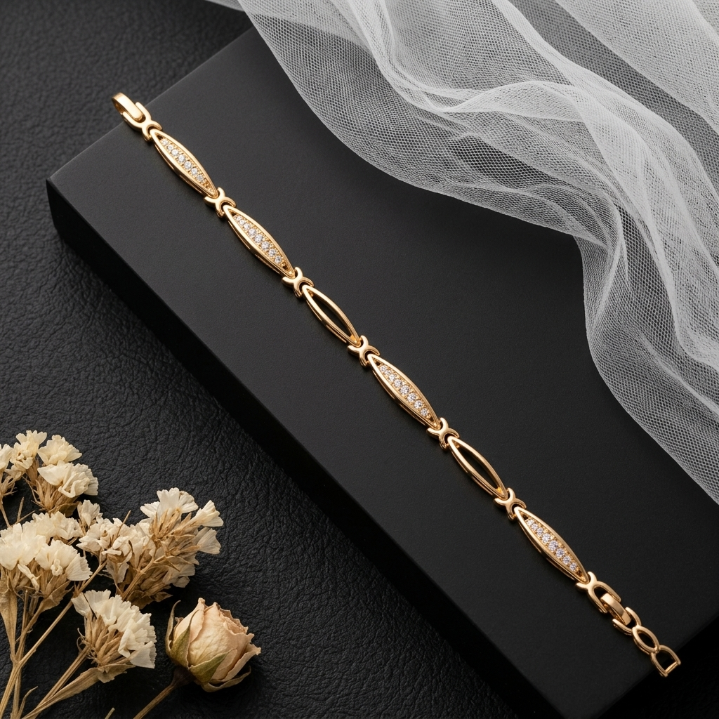 Elegant Rose Gold-Tone Crystal Link Bracelet for Women