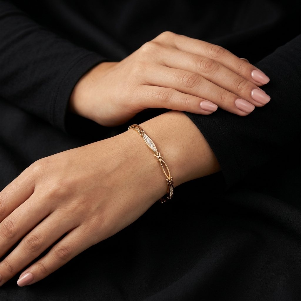 Elegant Rose Gold-Tone Crystal Link Bracelet for Women