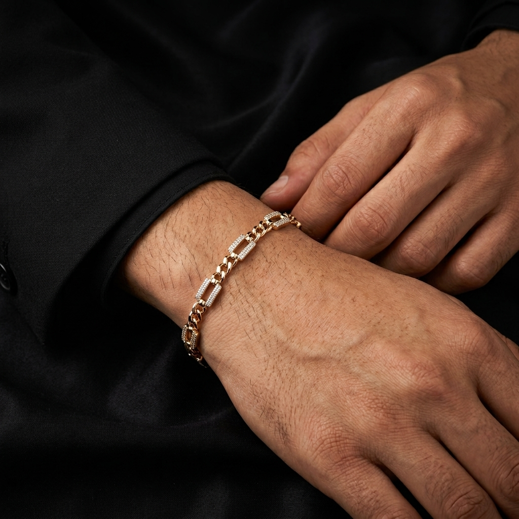 Rose Gold-Tone Crystal Chain Link Bracelet