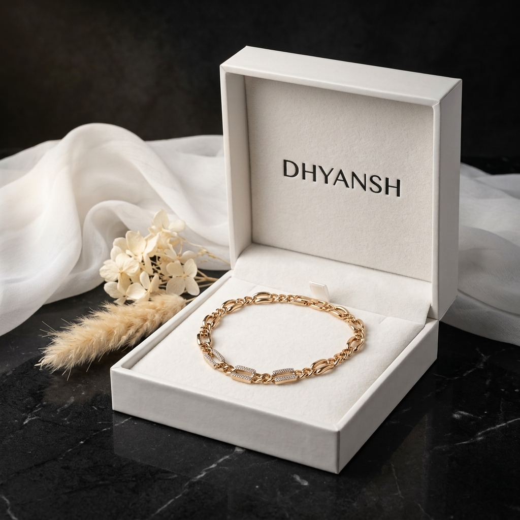 Rose Gold-Tone Crystal Chain Link Bracelet