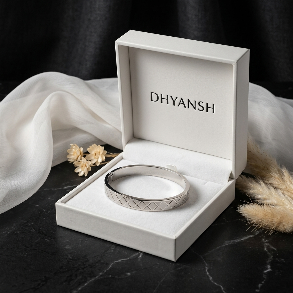 Silver-Tone Geometric Kada Bracelet